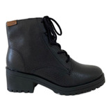 Bota Coturno Feminino Bottero Couro Burnish Preto 335301