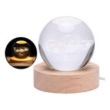 Bola De Cristal 3d Para Niño Luz Nocturna Con Base De Madera