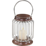 Farol Jaula Velas, 9  Ancho X 11  Alto, Marrón, Plata