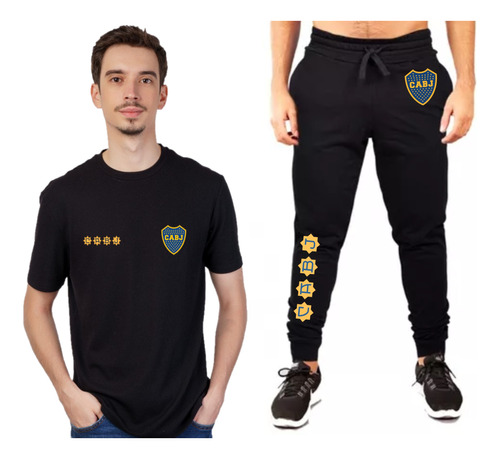 Conjunto Remera + Pantalón Jogging Boca Juniors - Logos