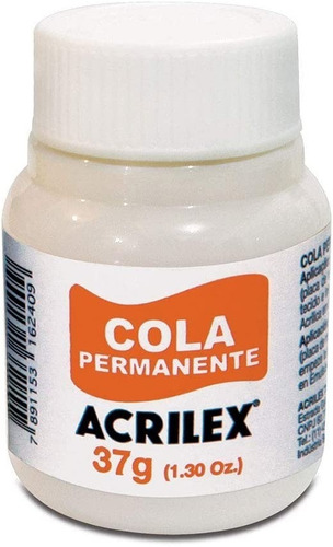 Cola Permanente Acrilex 37g Ótima Fixação Diversos Materiais