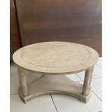 Mesa De Centro Antiga Madeira Laqueada Tampo Mármore 86x44