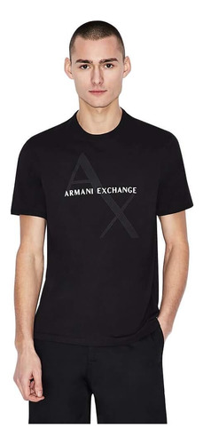 Playera Armani Exchange Original Negro Logo Ax Negro Slim 3