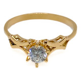 Anillo Cintillo Solitario Compromiso Cristal Oro 18k T:16