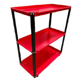 Mesa Carro Rucamet Porta Herramientas 3 Estantes Con Ruedas Color Rojo Y Negro