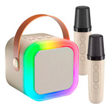 1 Mini Bocina Karaoke Portatil C/luces Led C/microfono