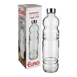 Garrafa De Vidro H2o 1 Litro Redonda Euro Home Tampa Inox