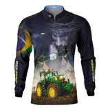 Camisa Agro Fazenda Brk Jesus Drone Pulverizador Com Uv 50+