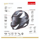 Casco Ls2 Rebatible 370 Stripe Neg/bla Dob Visor Avant Motos