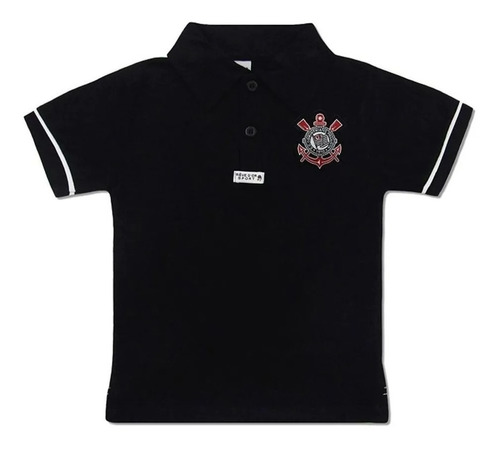 Camisa Polo Infantil Preto Do Corinthians  Menino