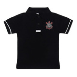 Camisa Polo Infantil Preto Do Corinthians  Oficial 