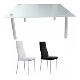 Mesa Vidrio Blanco 1.5m X 80 Base Cromad Y 4 Sillas Imperial