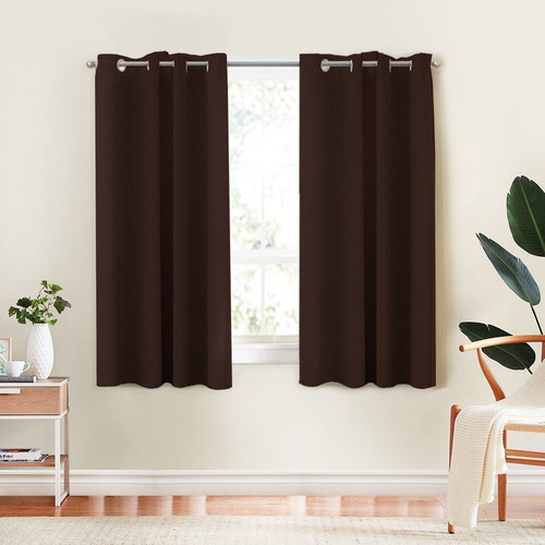 Cortinas Cortas Con Aros 2.00 X 1.35 M Alfer Home Jgo 2 Pzas Color Chocolate