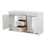 Mueble Para Baño, Gabinete Vanity Set 61  Ancho Doble Blanco