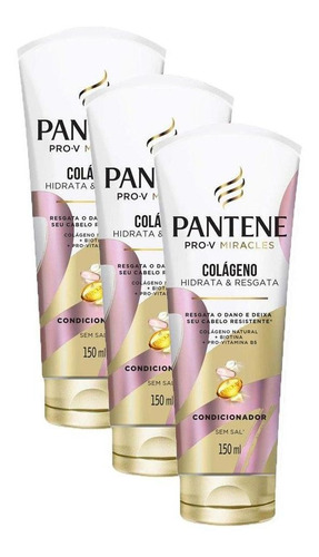 Kit 3 Condicionadores Pantene Hidrata E Regasta 150ml