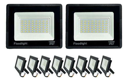 10x Mini Holofote Led 100w Smd Prova D´água 6500k Brancofrio