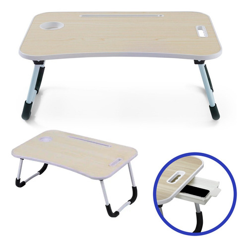 Mesa Suporte Para Notebook Dobrável Cama Sofá Articulada Cor Clara