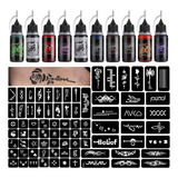 Stigma Kit De Tatuaje Temporal De 10 Botellas De Tintas De C