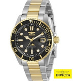 Relógio Invicta Pro Diver Feminino 38mm, Steel, Gold (30483) Cor Da Correia Prateado Cor Do Bisel Preto Cor Do Fundo Preto