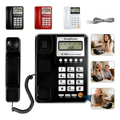Teléfono Fijo Alambrico Con Pantalla Lcd Y Manos Libres Y Altavoz Y Identificador De Llamadas Con Sonido Ajustable Teléfonos Digital Color Negro | MercadoLibre