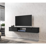 Mueble Para Tv Flotante Mod. 130 Con Puertas Color Negro