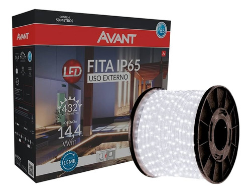 Fita Led 50m Branco Frio 5050 Prova D'agua Com Acessórios