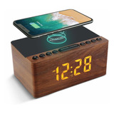 Anjank - Reloj Despertador Digital De Madera Con Radio Fm, E