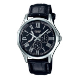 Reloj Casio Mtp-e311ly-1avdf Cuero Para Hombre Color De La Correa Negro Color Del Fondo Negro