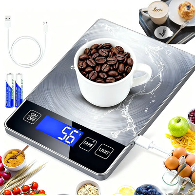 Báscula Digital Gitifo Cocina Recargable 10kg Acero Inoxidable Alta Precisión Negro 10 Kg