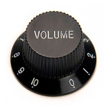 Knob Plástico Preto Gravação Volume Branca Guitarra Strato