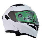 Casco Blanco Abatible Luz Led Mica Interna Certificado Dot