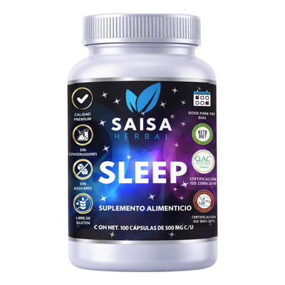 Suplemento Para Dormir 100 Cápsulas SLEEP | SAISA HERBAL | Melatonina, Triptófano, Valeriana, Magnesio | Suplemento Natural para Dormir y Relajación | Meses sin interés