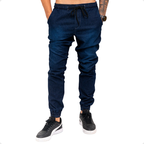 Calças Jeans Camuflada Masculina Jogger Com Punho Elastico