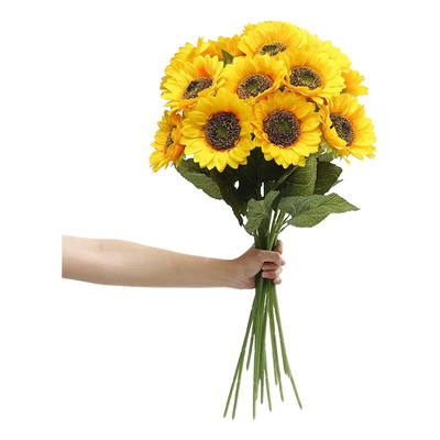 5 Ramas Girasol Artificiales Ramo Girasol Boda Centro Mesa Amarillo