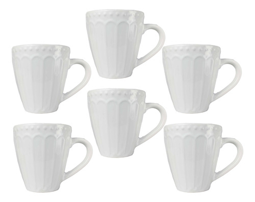 Set 6 Tazas Tazon Ceramica 350 Ml Vajilla Desayuno Bz3