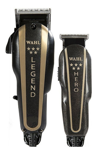 Máquina Cortapelo Wahl Barber Combo Legend Y Trimmer Hero Profesional Uso Rudo Barbería Y Estéticas Color Negro