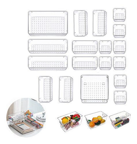 Organizadores De Cajones Acrilico Maquillaje Hogar 18pcs