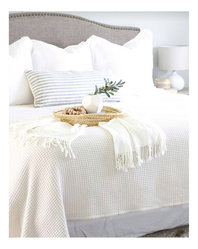 Pie De Cama Manta Nido Waffle De Algodón 250x120 Cm King