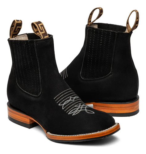 Botin Charro 100% Piel Horma Francesa Vaquero Suela Doble Vi