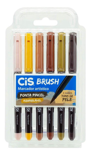 Caneta Brush 6 Tons De Pele Aquarelável Cis