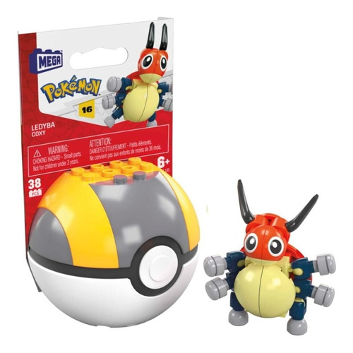 Mega Construx Pokémon Ledyba Pokebola Serie 16 Cantidad De Piezas 38