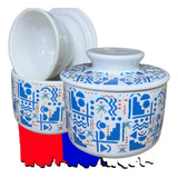 Manteigueira Francesa Decorada Tropical Porcelana Resistente