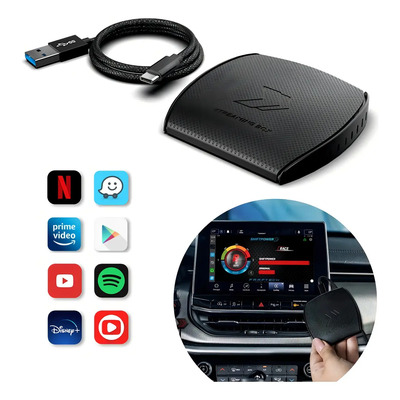 Streaming Box+ FAAFTECH Usb 4g Wifi Chip Sim Carros Sistema Carplay Cor Preto | Frete grátis