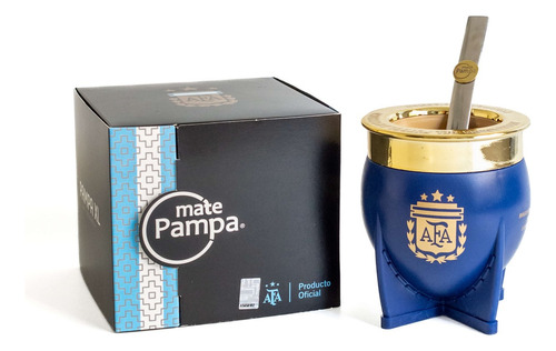 Mate Pampa Xl Afa Argentina Campeón + Bombilla + Packaging
