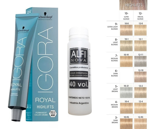 Tintura Igora Royal Highlifts Schwarzkopf + Oxidante 100ml 