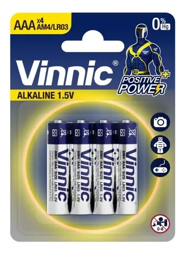 Pilas Aaa Alcalinas Vinnic Blister X 12 Unidade Amsterdamarg