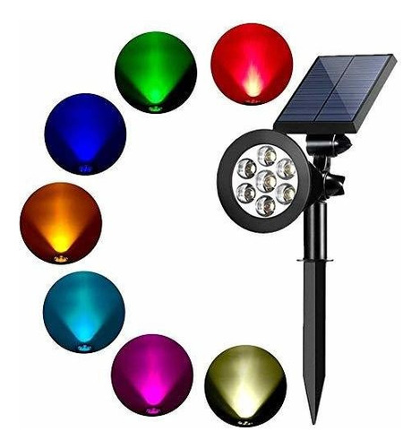 Meio Color Spotlight Solar, 7 Led Ajustable Iluminación Del