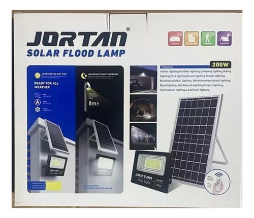 Reflector Led Recargable Lampara Panel Solar 200w Potente 