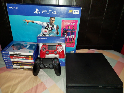 Playstation4 Slim 1 Tb Negro, 2 Controles, 8 Juegos 