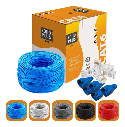 Cabo Rede Cat6 200m Cinza Furukawa Soho Plus 30conec+30capas